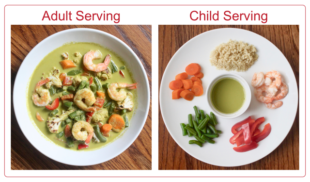 deconstructed thai green curry with shrimp