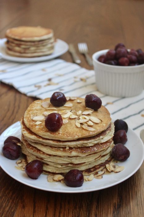 whole wheat almond protein pancakes