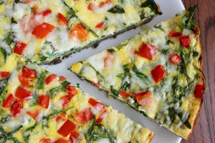 Veggie Packed Frittata with Arugula, Mushrooms and Red Bell Peppers
