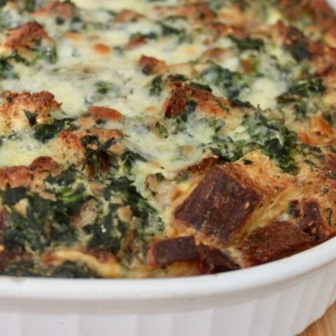 protein packed spinach sausage strata