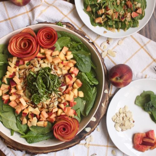 best peach basil spinach salad recipe