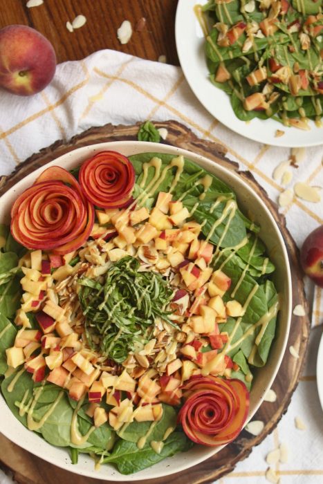 paleo peach basil spinach salad recipe