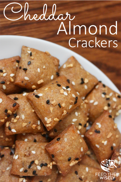 healthy and delicious cheddar cheese crackers with whole wheat and almond flour