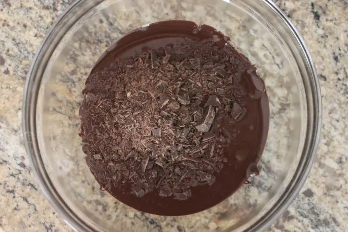 Melting dark chocolate for coconut haystacks