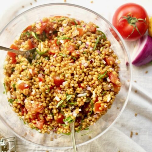 Wheat Berry Bruschetta Salad - Feed Them Wisely