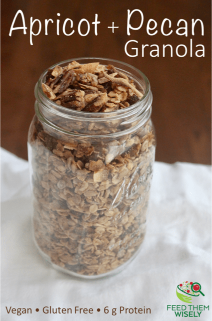 apricot pecan maple granola with roasted coconut gluten free protein packed vegan