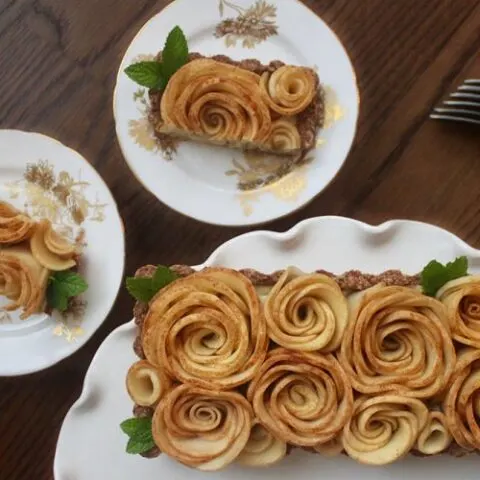 paleo apple roses top this dairy free tart filled with coconut cream