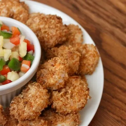 healthy popcorn shrimp recipe with whole wheat panko crumbs