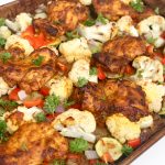 roasted ginger turmeric chicken and vegetable sheet pan