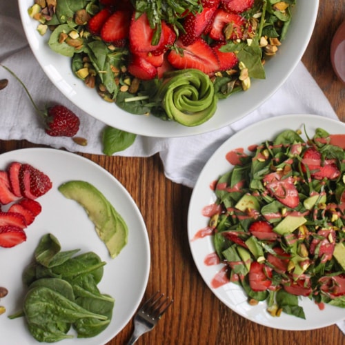 plating strawberry salad for kids