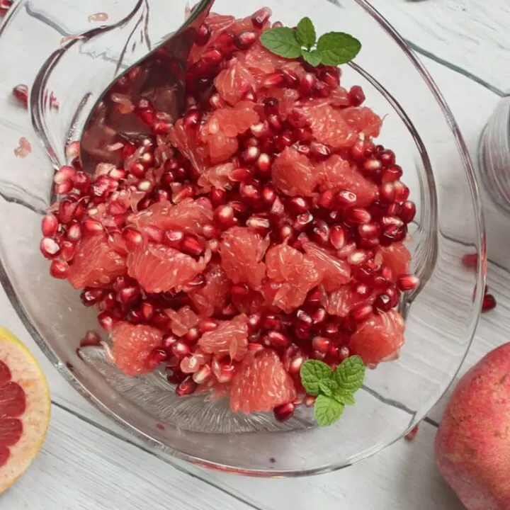 Winter fruit salad recipe with pomegranate and grapefruit