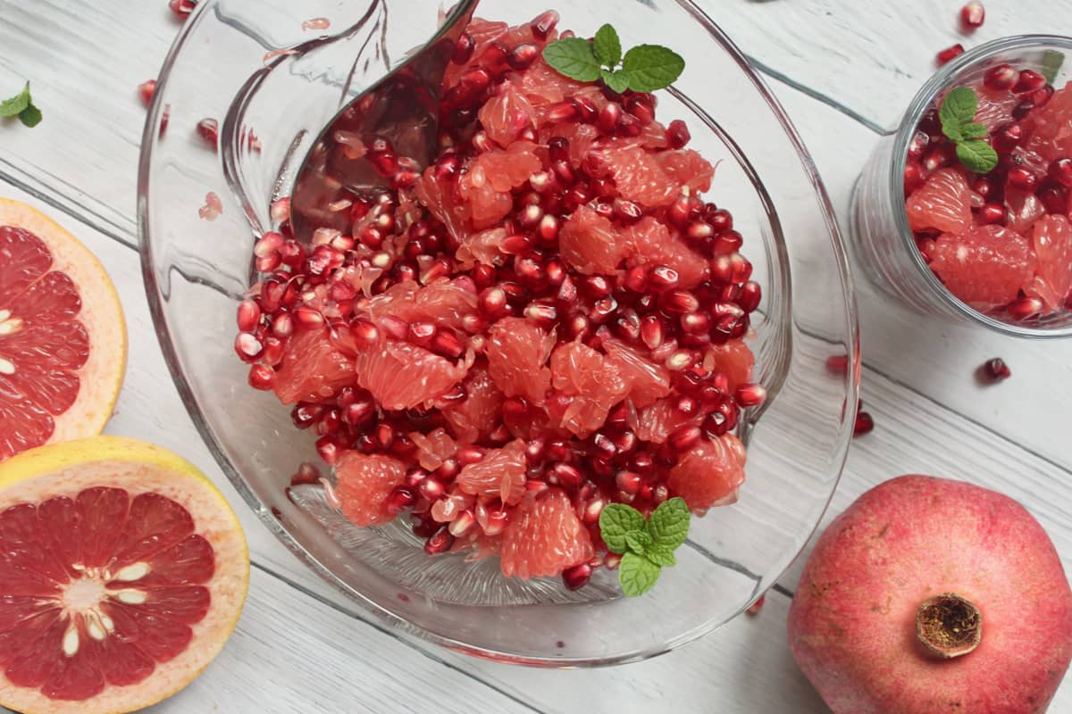 Winter fruit salad recipe with pomegranate and grapefruit