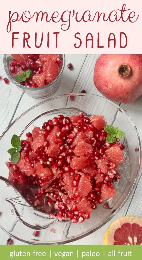 Ruby red grapefruit pomegranate fruit salad