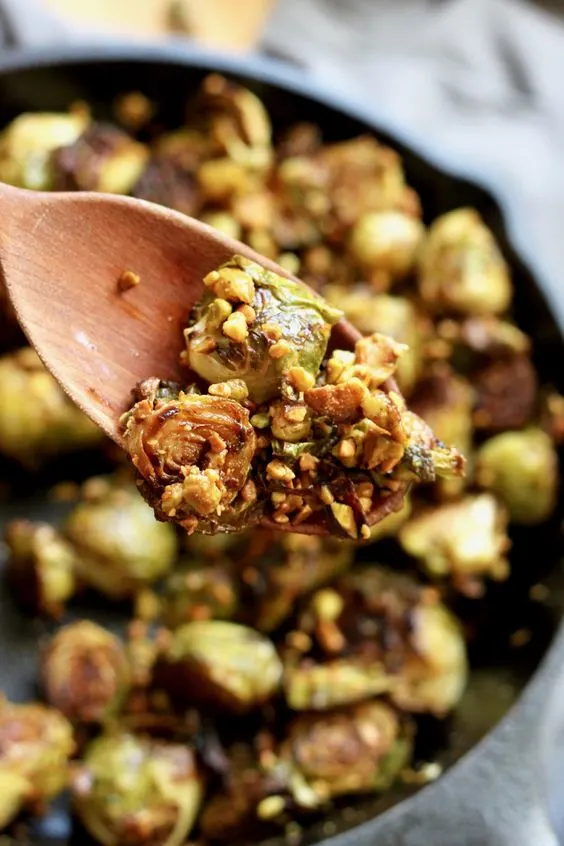 Dairy-free roasted brussels sprouts recipe with pistachio sage sauce