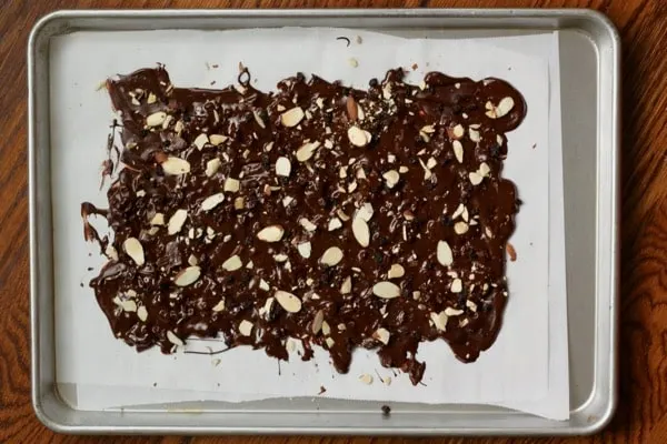 Sprinkle remaining fruit and nuts on top of chocolate bark