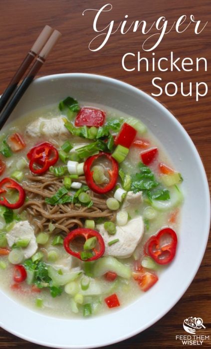 Ginger Coconut Soup with Soba Noodles - Feed Them Wisely
