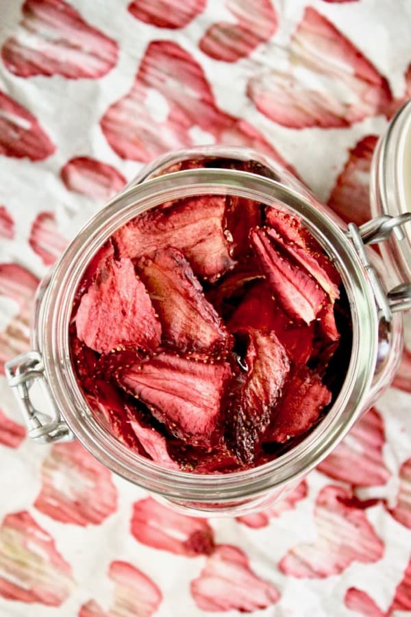 store oven dried strawberries in an airtight container