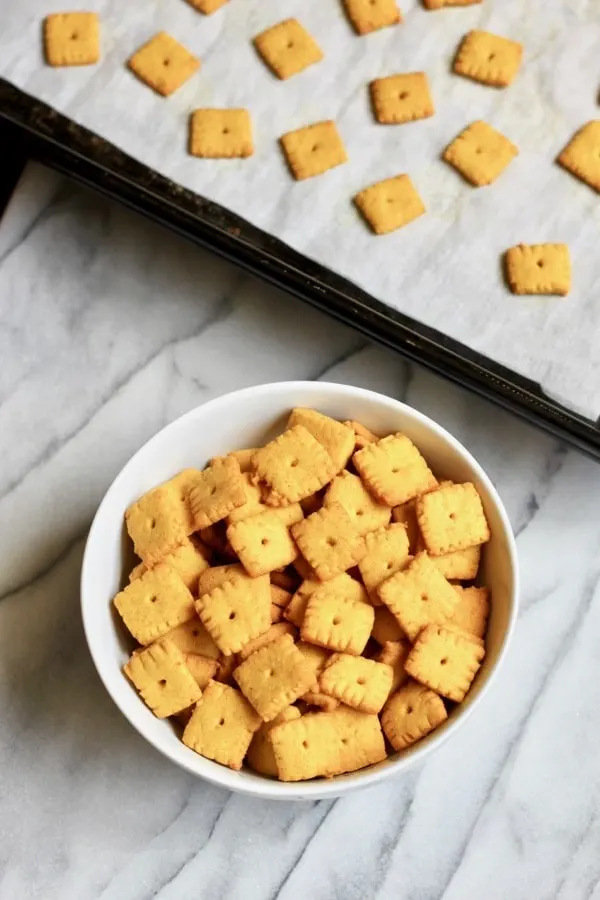 Homemade grain free Cheez Its crackers