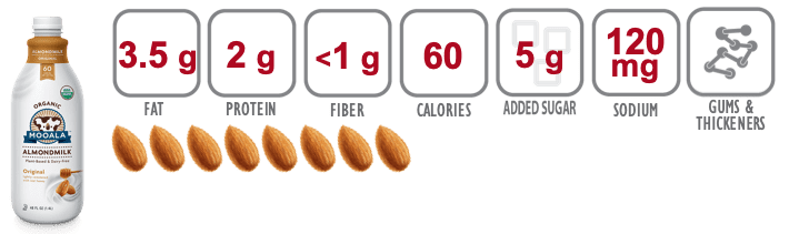 nutrition information for mooala original almondmilk