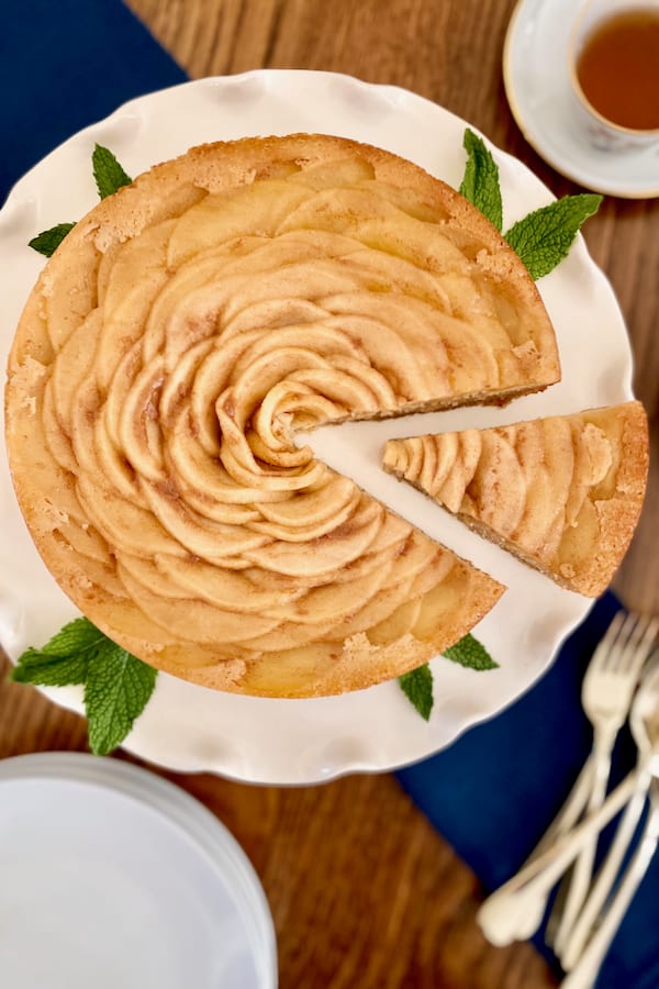 rose shaped paleo apple honey cake