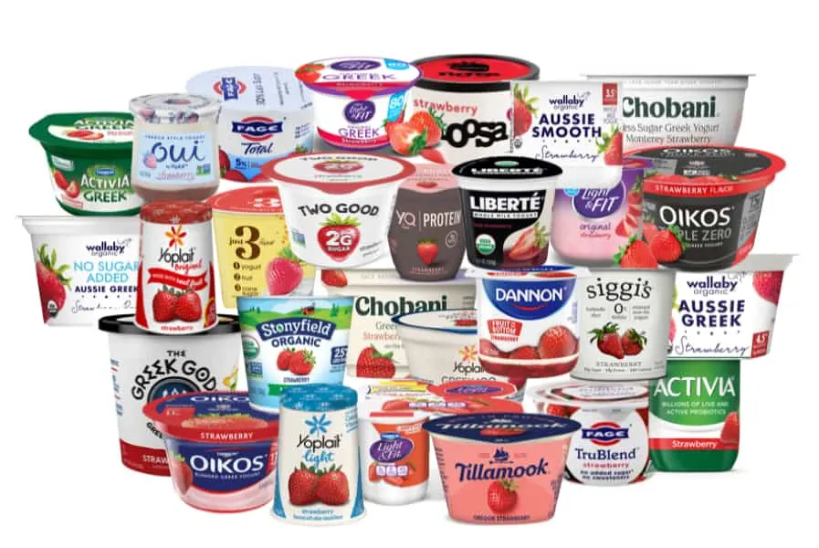 what yogurt is healthy? evaluation of top selling strawberry flavored yogurts