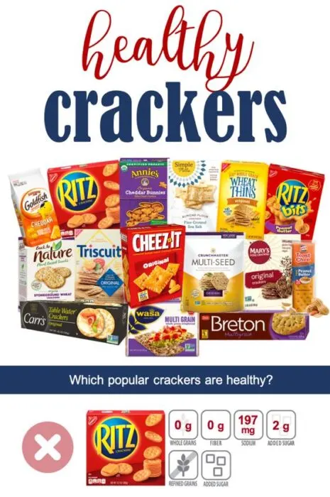 what crackers are healthy pin image with many popular cracker package pictures