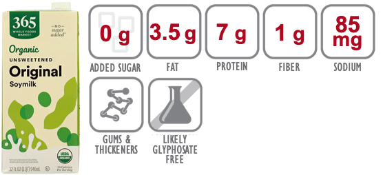 365 by Whole Foods Market organic unsweetened original soymilk nutritional information